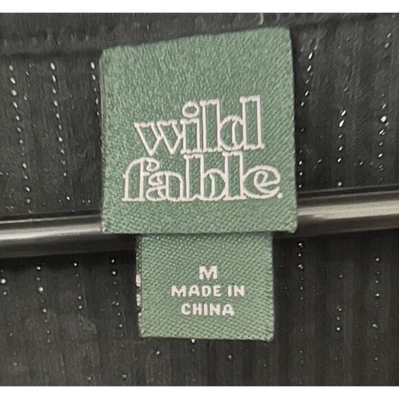 Wild Fable Crop Top Tie Back Short Sleeve Black Women’s Ribbed Size M - Picture 3 of 7